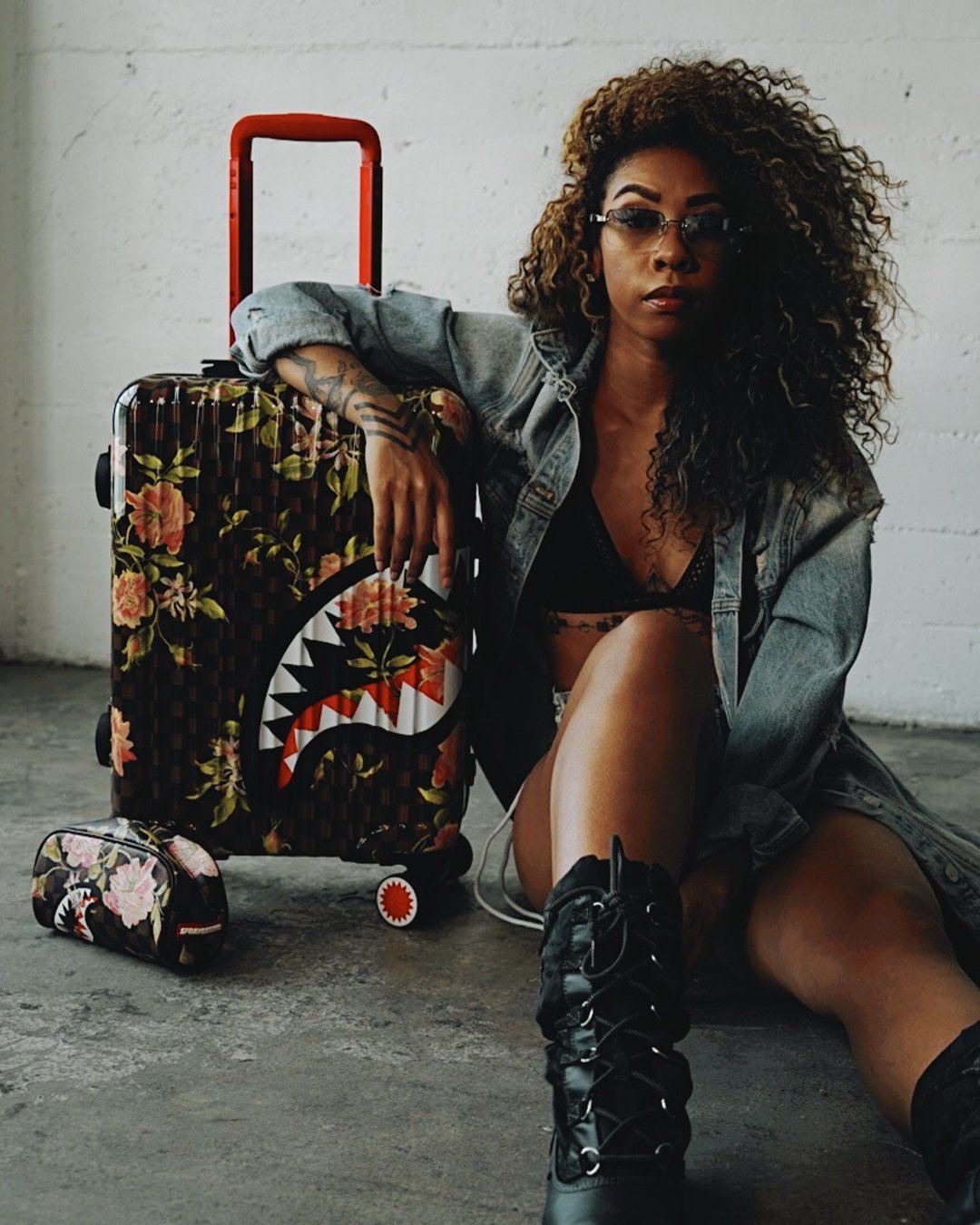 SPRAYGROUND® LUGGAGE SHARKFLOWER 21.5” CARRY-ON SHARKNAUTICS LUGGAGE